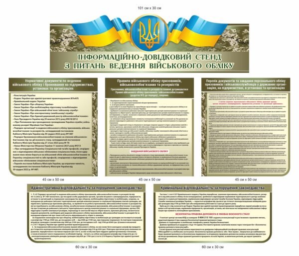 Інформаційно – довідниковий стенд з питань військового обліку кольору хакі