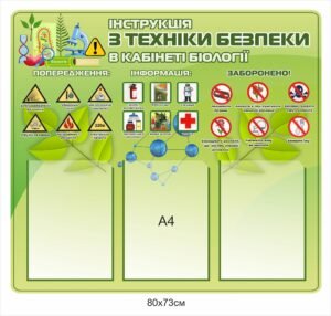 Стенд “Інструкція з техніки безпеки в кабінет біології”