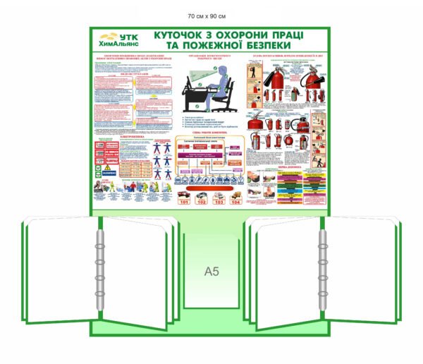 Куточок охорони праці та пожежної безпеки на з двома перекидними системами