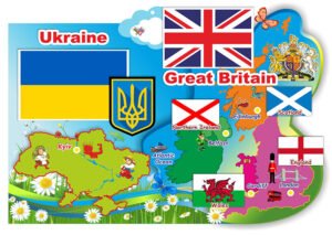 Стенд з символікою для кабінету англійської мови