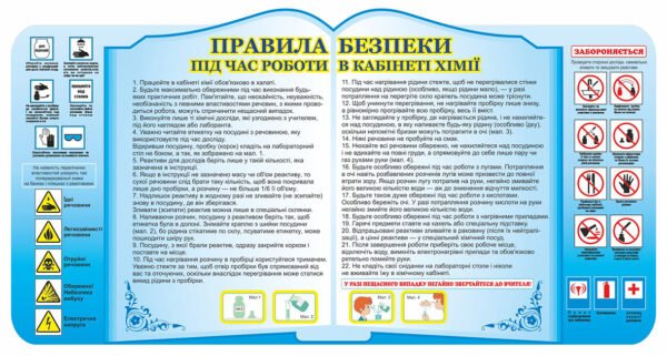 Стенд “Правила безпеки під час роботи в кабінет хімії”