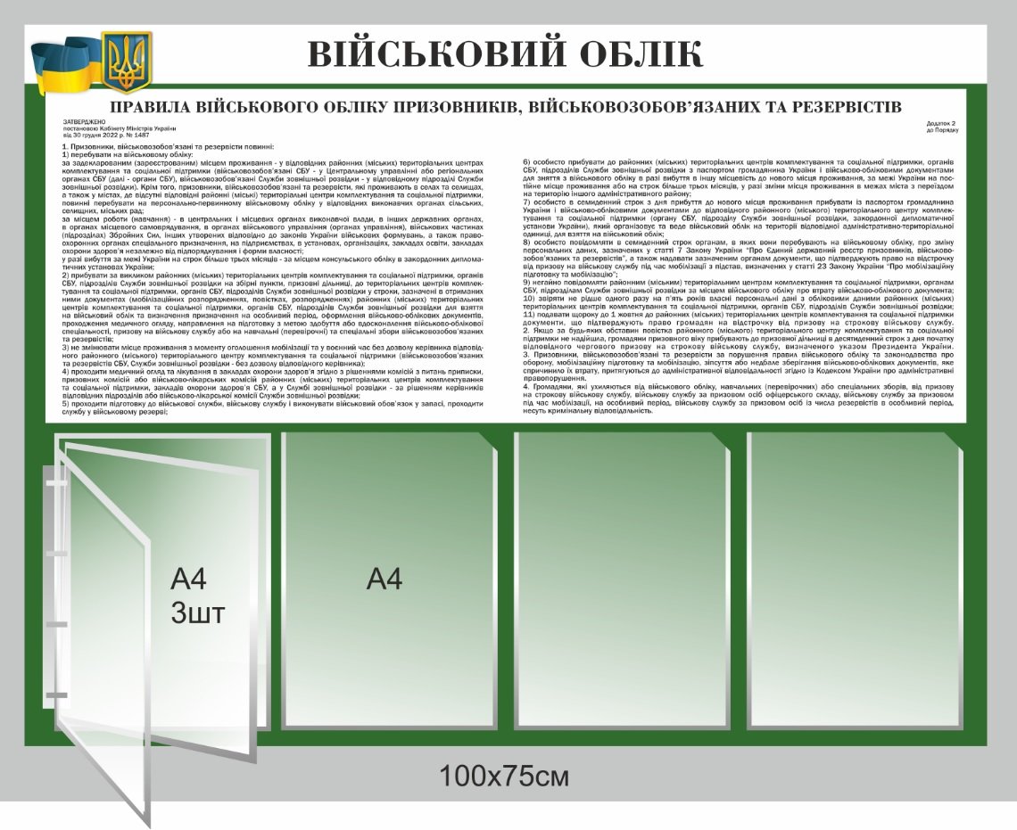 Стенд "Правила військового обліку призовників"