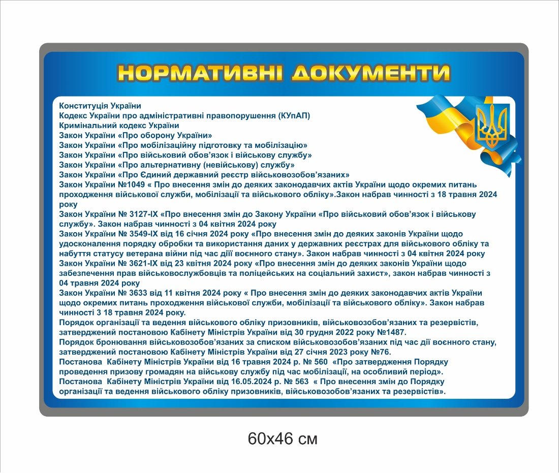 Стенд "Інформативні документи з військового обліку"