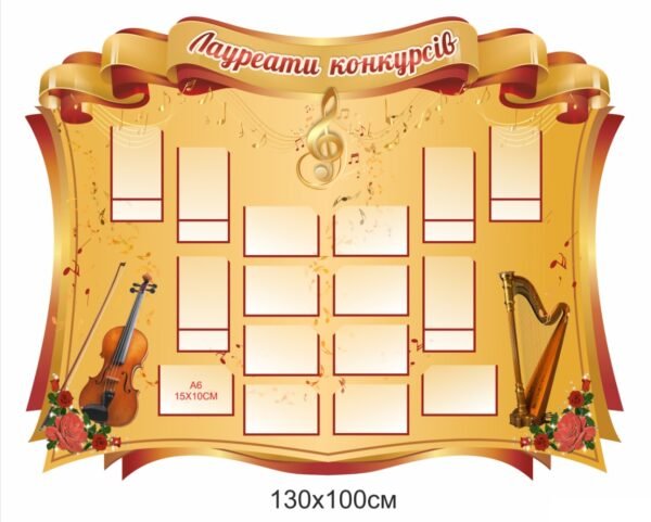 Стенд “Лоуреати конкурсів” для музичної школи