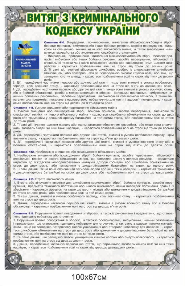 Військовий стенд “Витяг з кримінального кодексу”