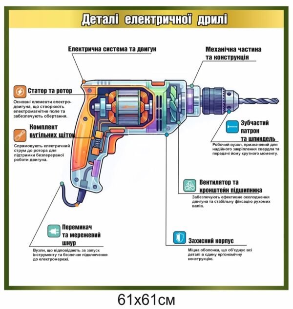 Навчальний стенд “Деталі електричної дрилі”