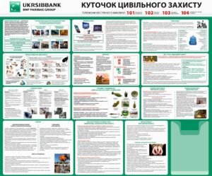 Стенд “Куточок цивільного захисту” для банківської установи