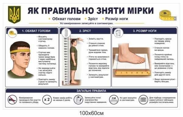 Стенд “Як правильно зняти мірки” для військових